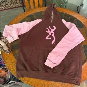 💖 Browning Brown and Pink Hoodie with Logo 💖 Size 2X